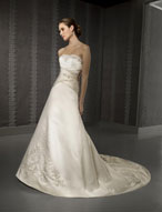 Bridal Dress: Blu: 4208 Duchess Satin with Embroidery
