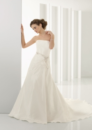 Bridal Dress: Bridal Blu Collection: 4526 - Radiant Taffeta with Beading  Colors: White/Silver, Ivory/Silver 