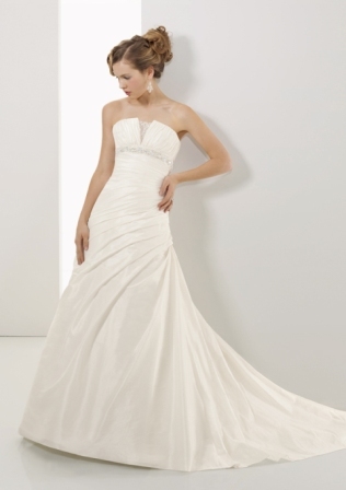 Bridal Dress: Bridal Blu Collection: 4529 - Dupioni Taffeta with Beading