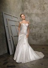 Bridal Dress: Mori Lee Bridal Collection: 2505 - Soft Satin with Embroidery  Colors Available: White/Silver, Ivory/Silver. 
