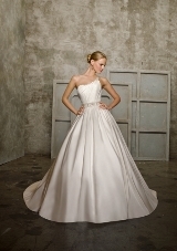 Bridal Dress: Mori Lee Bridal Collection: 2517 - Radiant Taffeta with Beading  Colors Available: White/Silver, Ivory/Silver. Beaded Waist Sash. 