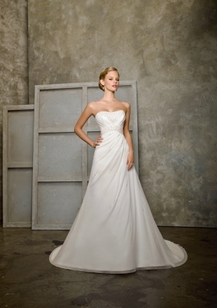 Bridal Dress: Mori Lee Bridal Collection: 2519 - Delicate Chiffon with Beading  Colors Available: White/Silver, Ivory/Silver. 