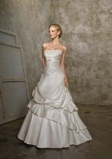 Bridal Dress: Mori Lee Bridal Collection: 2520 - Lustrous Satin with Embroidery  Colors Available: White/Silver, Ivory/Silver. 