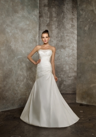 Bridal Dress: Mori Lee Blue Collection: 4602 - Beading on Luxe Taffeta