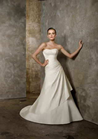 Bridal Dress: Mori Lee Blue Collection: 4606 - Beading on Satin Faced Taffeta  Colors Available: White/Silver, Ivory/Silver. 