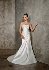 Bridal Dress: Mori Lee Blue Collection: 4607 - Soft Satin with Beading  Colors Available: White/Silver, Ivory/Silver. 