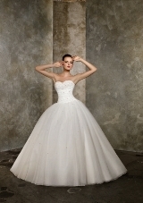 Bridal Dress: Mori Lee Blue Collection: 4614 - Beading on Tulle  Colors Available: White/Silver, Pearl/Silver. 