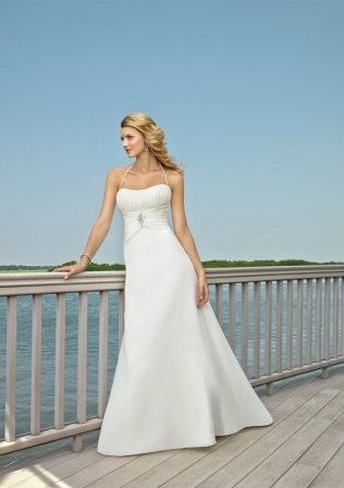 Bridal Dress: Mori Lee Voyage Collection: 6504 - Delicate Chiffon with Beading  Colors Available: White/Silver, Ivory Silver. Removable Beaded Halter Strap. 