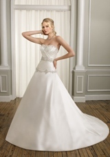 Bridal Dress: Mori Lee Bridal FALL 2011 Collection: 1652 - Lustrous Satin with Beading  Colors: White/Silver, Ivory/Silver. Sizes Available: 2-28.  