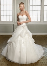 Bridal Dress: Mori Lee Bridal FALL 2011 Collection: 1654 - Plush Organza  Removable Flowers. Colors: White, Ivory, Blush. Sizes Available: 2-28.  