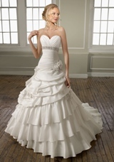 Bridal Dress: Mori Lee Bridal FALL 2011 Collection: 1659 - Taffeta with Beaded Embroidery  Removable Flowers. Colors: White/Silver, Ivory/Silver. Available in three lengths: 55