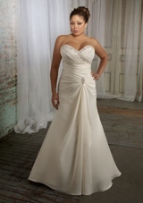 Bridal Dress: Mori Lee Julietta: 3102 - Glazed Satin  Colors: White/Silver, Ivory/Silver. Sizes Availabe: 16W-32W.  