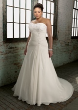Bridal Dress: Mori Lee Julietta: 3103 - Delicate Chiffon with Embroidered Lace  Colors: White, Ivory. Sizes Available: 16W-32W.  