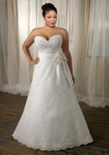 Bridal Dress: Mori Lee Julietta: 3104 - Embroidered Lace  Duchess satin sash with flower to match. Colors: White, Ivory. Available in three lenghts: 55