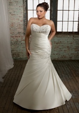 Bridal Dress: Mori Lee Julietta: 3105 - Satin Taffeta with Embroidered Lace  Colors: White, Ivory. Sizes Available: 16W-32W.  