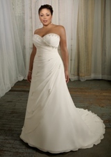 Bridal Dress: Mori Lee Julietta: 3106 - Delicate Chiffon with Beading  Colors: White/Silver, Ivory/Silver. Sizes Available: 16W-32W.  
