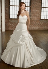 Bridal Dress: Mori Lee Blue FALL 2011 Collection: 4863 - Duchess Satin  Matching beaded tie sash. Colors: White, Ivory. Sizes Available: 2-28.  