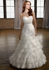 Bridal Dress: Mori Lee Blue FALL 2011 Collection: 4868 - Tiered Organza with Jeweled Beading  Colors: White/Silver, Ivory/Silver. Available in three lengths 55