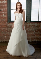 Bridal Dress: Mori Lee Blue FALL 2011 Collection: 4870 - Delicate Chiffon with Embroidered Lace  Colors: White/Silver, Ivory/Silver. Sizes Available: 2-28.  