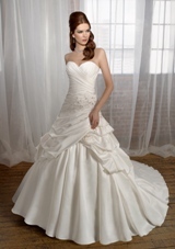 Bridal Dress: Mori Lee Blue FALL 2011 Collection: 4871 - Duchess Satin with Embroidered Lace  Removable flowers. Colors: White, Ivory. Sizes Available: 2-28.  