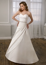 Bridal Dress: Mori Lee Voyage FALL 2011 Collection: 6715 - Luxe Taffeta  Matching beaded tie sash. Colors Available: White, Ivory. Sizes Available: 2-28.  