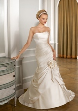 Bridal Dress: Mori Lee Bridal Collection: 1609 - Lustrous Satin with jeweled beading  Colors: White/Silver, Ivory/Silver, Champagne/Silver. Sizes Available: 2-28. 