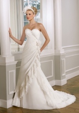 Bridal Dress: Mori Lee Bridal Collection: 1611 - Delicate Chiffon with beading  Removable flowered brooch. Colors: White/Silver, Ivory/Silver. Sizes Available: 2-28. 