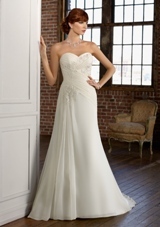 Bridal Dress: Mori Lee Blue Collection: 4804 - Delicate Chiffon with Lace Appliques 