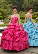 Quinceanera Dress: Quinceanera/Vizcaya: 87063 - SILKY TAFFETA WITH BEADING  BOLERO JACKET INCLUDED 