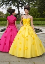 Quinceanera Dress: Quinceanera/Vizcaya: 87065 - SILKY TAFFETA & TULLE WITH BEADING      REMOVABLE TULLE OVERSKIRT  BOLERO JACKET INCLUDED 