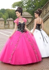 Quinceanera Dress: Quinceanera/Vizcaya: 87067 - TWO-TONE SATIN & TULLE WITH EMBROIDERY  BOLERO JACKET INCLUDED 