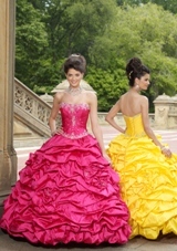 Quinceanera Dress: Quinceanera/Vizcaya: 87069 - SILKY TAFFETA WITH EMBROIDERY  BOLERO JACKET INCLUDED 