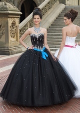 Quinceanera Dress: Quinceanera/Vizcaya: 87071 - TWO-TONE SATIN WITH BEADING  BOLERO JACKET INCLUDED 