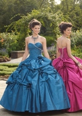 Quinceanera Dress: Quinceanera/Vizcaya: 87072 - SILKY TAFFETA WITH BEADING  BOLERO JACKET INCLUDED 