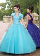 Quinceanera Dress: Quinceanera/Vizcaya: 87074 - SILKY TAFFETA & TULLE W/EMBROIDERY REMOVABLE TULLE OVERSKIRT  BOLERO JACKET INCLUDED 