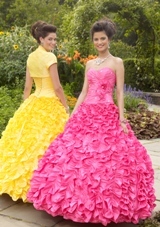 Quinceanera Dress: Quinceanera/Vizcaya: 87076 - TAFFETA WITH BEADING  BOLERO JACKET INCLUDED 