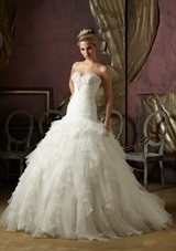 Bridal Dress: Mori Lee Blue FALL 2012 Collection: 4965 - Crystal Beaded Ruffled Organza 