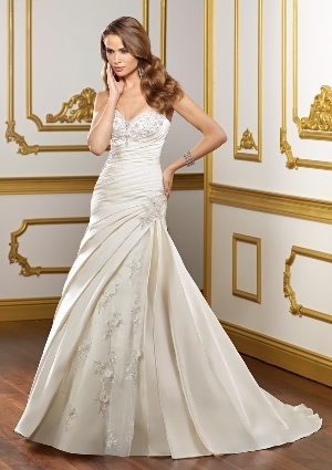 Wedding Dress - Mori Lee Bridal SPRING 2012 Collection: 1820 - SATIN FACED TAFFETA W/EMBROIDERY & NET INSETS | MoriLee Bridal Gown