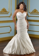 Bridal Dress: Mori Lee Julietta: 3116 - LUSTROUS SATIN W/EMBROIDERY  Colors Available: White/Silver, Ivory/Silver. Sizes Available: 16W- 32W. 