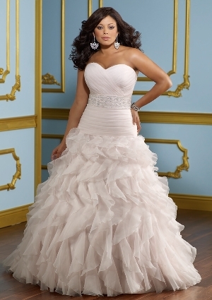 Wedding Dress - Mori Lee Julietta: 3118 - RUFFLED ORGANZA W/REMOVABLE BEADED BELT | PlusSize Bridal Gown