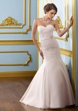 Bridal Dress: Mori Lee Blue SPRING 2012 Collection: 4902 - BEADED LACE ON ORGANZA W/REMOVABLE BEADED BELT 