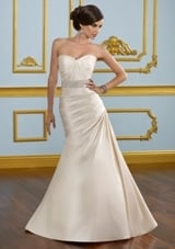 Bridal Dress: Mori Lee Blue SPRING 2012 Collection: 4906 - LUSTROUS SATIN W/EMBROIDERED BAND 