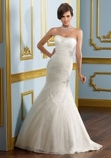 Bridal Dress: Mori Lee Blue SPRING 2012 Collection: 4907 - SOFT TULLE OVER BEADED LACE 