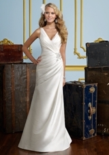 Bridal Dress: Mori Lee Voyage SPRING 2012 Collection: 6727 - LUXE TAFFETA W/BEADED APPLIQUE  Colors Available: White/Silver, Ivory/Silver. Sizes Available: 2-28. 