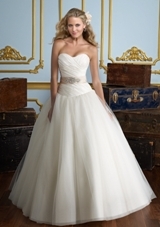 Bridal Dress: Mori Lee Voyage SPRING 2012 Collection: 6730 - LUXE TAFFETA & TULLE WITH BEADED SASH  Colors Available: White, Ivory. Sash comes in matching color to gown and Blush (sold separately as style 75). Sizes Available: 2-28. 