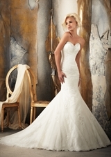Bridal Dress: Mori Lee Bridal SPRING 2013 Collection: 1916 - Beaded Alencon Lace Appliques on Soft Net over Chantilly Lace 