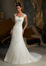 Bridal Dress: Mori Lee Blue SPRING 2013 Collection: 5103 - Venice Lace Appliques on Delicate Chiffon 
