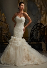 Bridal Dress: Mori Lee Blue SPRING 2013 Collection: 5104 - Embroidered Lace on Softly Sculptured Tulle 