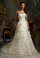 Bridal Dress: Mori Lee Blue SPRING 2013 Collection: 5105 - Asymmetrically Tiered Organza 