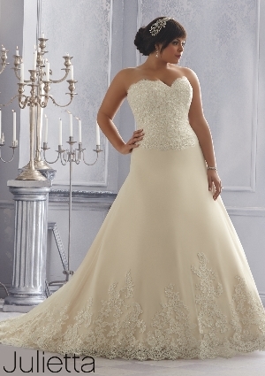 Wedding Dress - Mori Lee Julietta FALL 2014 Collection: 3167 - Elegant Alençon Lace on Tulle with Wide Hemline | PlusSize Bridal Gown